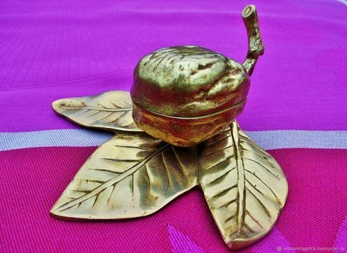 Encrier ancien noix bronze art - encrier,