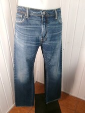 Pantalon jean droit coton bleu épais délavé Usé Levis 504 w36 46 Taille haute