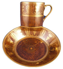 Antique Tôt 19thC Sèvres Porcelaine Tortue Sol Tasse & Soucoupe Porzellan