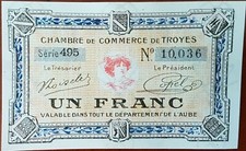 Billet 1 franc Chambre de