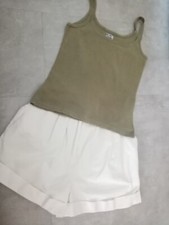 DUO SHORT BLANC A REVERS  COTON + TEE SHIRT kaki JENNYFER T 36/38
