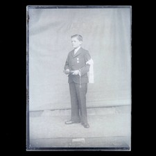 Négatif 18 x 13 / Ancienne photo plaque de verre / Religion - Communiant