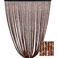 Rideau en perles de bois brun