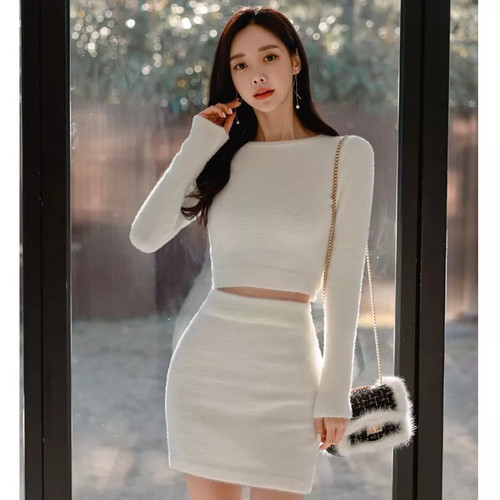 Ensemble blanc pull long - blanc, et