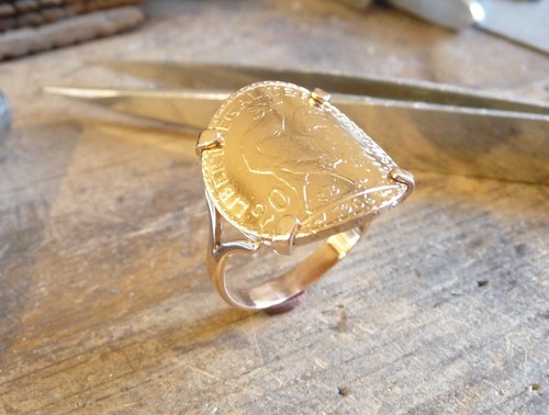 Bague pièce carats - bague, or