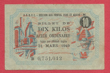 BILLET MATIERE  OCRPI - 31  MARS 1949 - 50 KILOS ACIER ORDINAIRE -endos BORDEAUX
