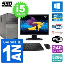 PC Tour Dell 9010 Ecran 19" Intel i5-2400 RAM 32Go SSD 240Go Windows 10 Wifi
