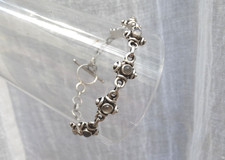 Bracelet en argent 925 poinçonné, serti de 7 pierres de lune rondes de 4mm