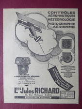 9/1931 PUB JULES RICHARD ALTIMETRE THERMOMETRE PHOTO AERIENNE ORIGINAL FRENCH AD