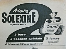 PUBLICITÉ DE PRESSE 1956 SOLEXINE CAPSULE VERTE CARBURANT POUR VÉLOSOLEX