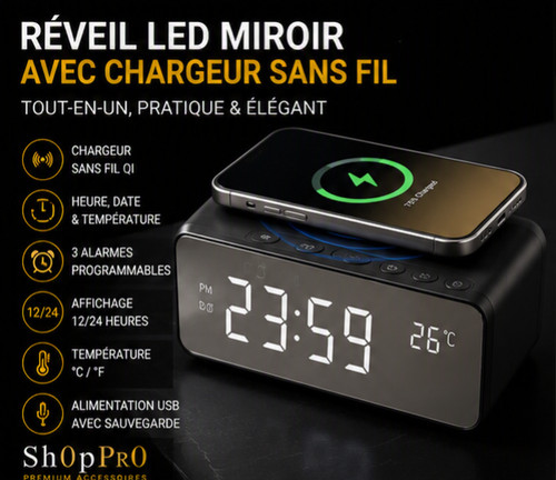 Réveil led miroir - led,