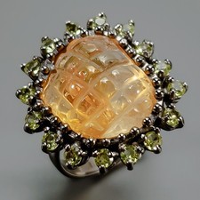 Bague citrine naturelle faite