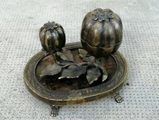 Ancien brûle parfum decor pavot lait /bronze brass  censer