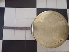 Ancienne et Grande casserole en laiton epais étamé avec fond en queue d'aronde