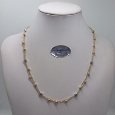 Collier Double Fil En Or Jaune Et Blanc 18KT Avec Sphères 5,3 Gr.