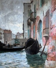 Raymond Allegre (attr.à), Canal à Venise, Italie, Huile, Toile, tableau ancien