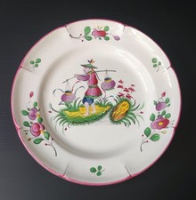 ASSIETTE  FAIENCE DECOR AU CHINOIS PEINT MAIN ST CLEMENT 51