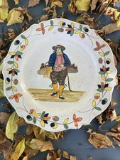 Assiette en faïence de Malicorne ,signée PBx pour Pouplard -Beatrix ,fin XIX