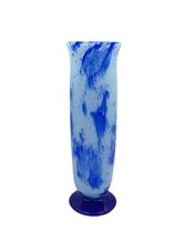 Vase verre Marmoréen Bleu Attribuable À André Delatte Art Deco H32cm Bel État