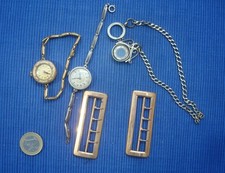 B35 Lot Bijou Boucle Ceinture Montre Chaine Argent Massif Plaqué Or