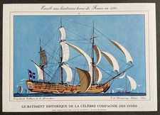 Navigation 1750, la Compagnie des Indes Gravure couleur de 1959 par Léon Haffner