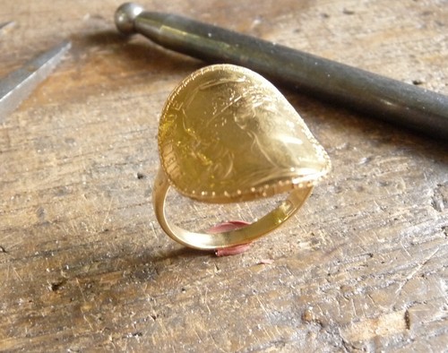 Bague pièce francs - bague, or