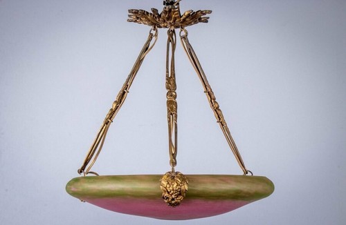 Lustre signé schneider bronze - lustre,