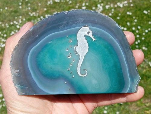 Géode agate avec hippocampe - avec,