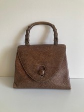 VINTAGE Sac Main Cuir Bambou