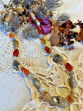 Collier perles pierre naturelle semi précieuse agate multicolore 55 cm