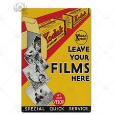 PLAQUE  DÉCORATIVE EN MÉTAL ÉTAIN KODAK 30X20 CM 