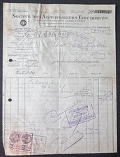 Lettre en tête Accumulateur électrique Nanterre 1932 Timbre fiscal 25 c