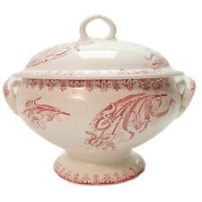 Soupière en terre de fer début XXème à décor d'iris rose