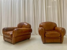 2 fauteuils cuir club art déco 1930 vintage