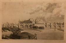 Paris, Pont-neuf, lithographie anglaise XIXe 1820