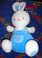 ST5/ DOUDOU PELUCHE LUMINOU LAPIN BLANC BLEU CAROTTE  22/30 CM EXC ETAT