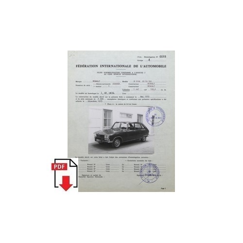 1974 renault r1156 fiche - 16,