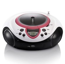 SCD-38 USB Rose - Radio FM portable avec lecteur CD/MP3 - Entrée USB - Entrée...