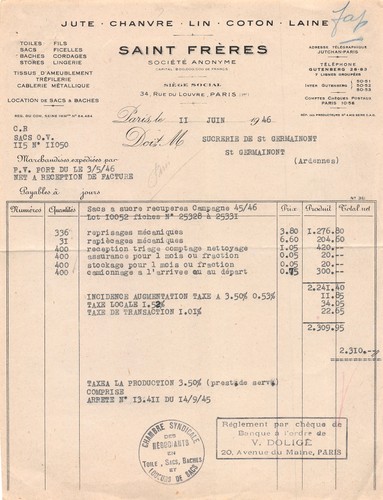 1946 jute chanvre lin coton - 1946,