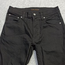 Nudie Lean-Dean Jeans Hommes W29 L32 Noir Slim Fuseau Stretch Fermeture Éclair