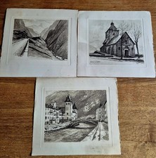 Savoie montagne joanny Drevet lot de 3 gravures moutiers,aigueblanche,Clery,