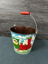 Seau Jouet En Tôle Et Bois VINTAGE Années 80 Norma Fabriqué En URSS Train