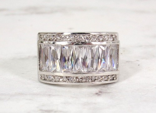 Clear cubic zirconia band - , ring
