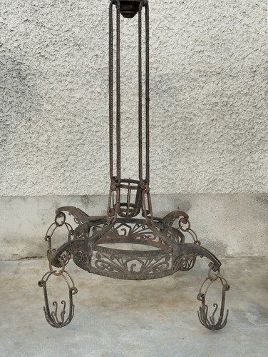 Lustre art deco fer forge - lustre,