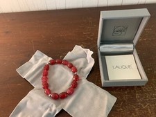 Bracelet perles rouge en cristal Lalique