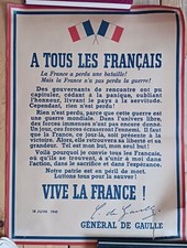 Affiche De GAULLE Appel du 18 Juin 60 x 45 cm 