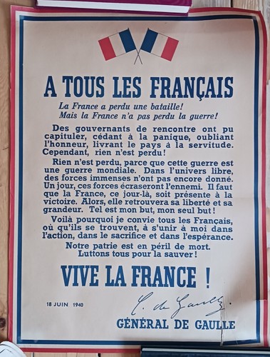 Affiche gaulle appel - du, 18