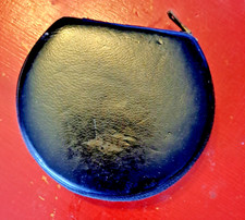 ANCIEN  MIROIR DE SAC A MAIN EN CUIR NOIR