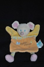 ?Doudou Plat Souris KIMBALOO La Halle Jaune Orange " Happy Mouse "  TBE