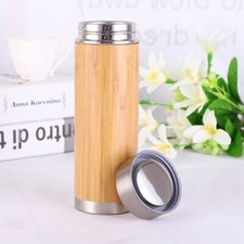 Thermos Bambou Flacons Isotherme Bouteille à Boisson En Acier Inoxydable 0.5L